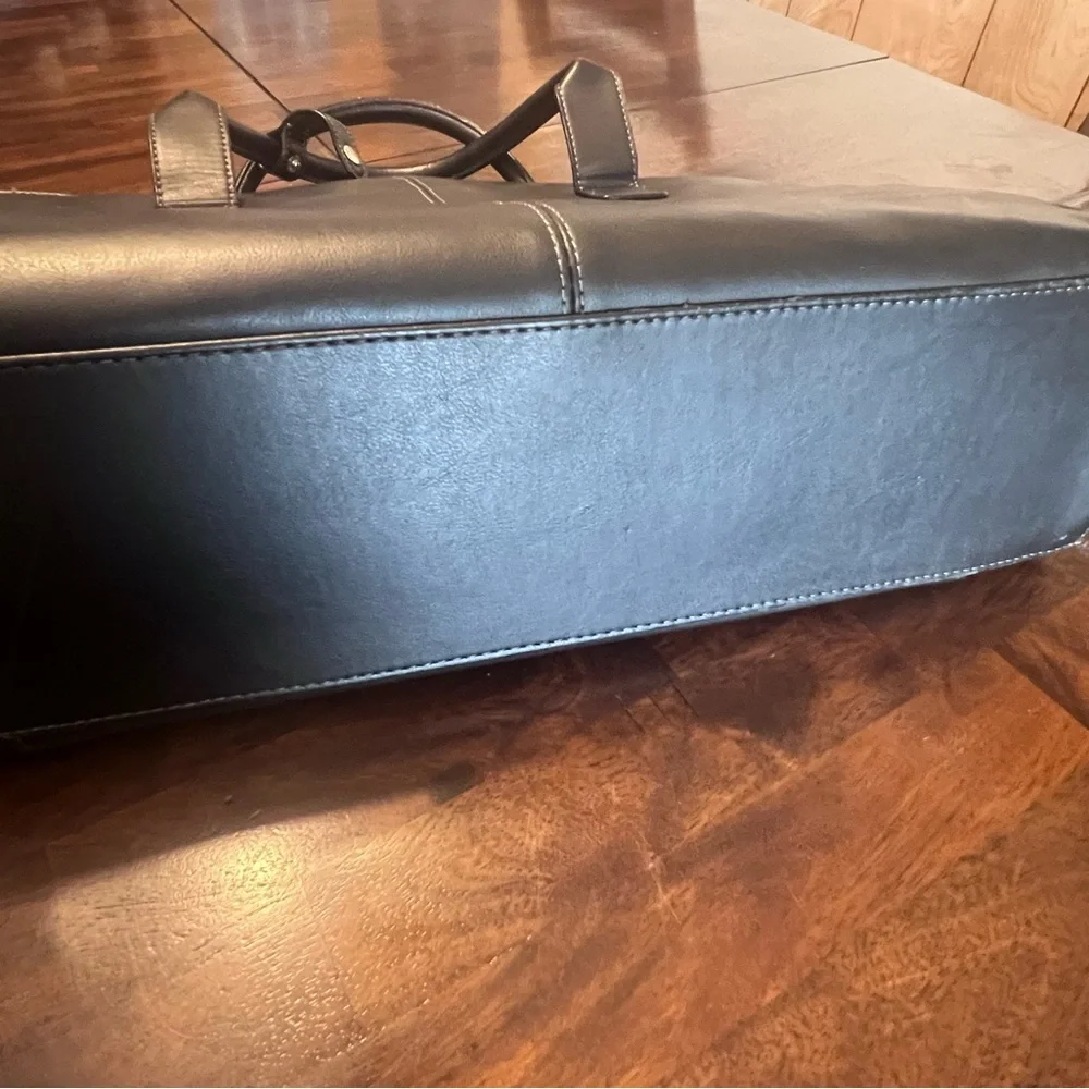 CompuCase Black Leather Briefcase Laptop Bag 15